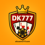 DK777 Game casino style logo with crown and playing cards