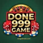Done 999 Game official logo featuring bold orange and blue neon numbers on a dark premium background.